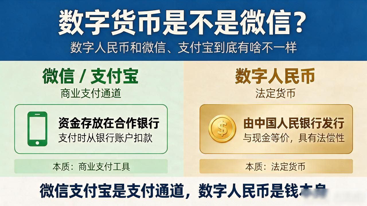 数字货币是不是微信？数字人民币和微信、支付宝到底有啥不一样